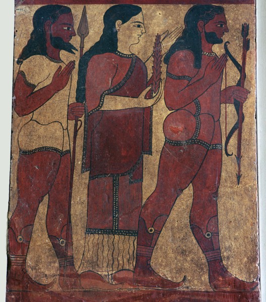 Detail of an Etruscan tomb painting showing Ceres with attendants, 6th century BC. Artist: Unknown