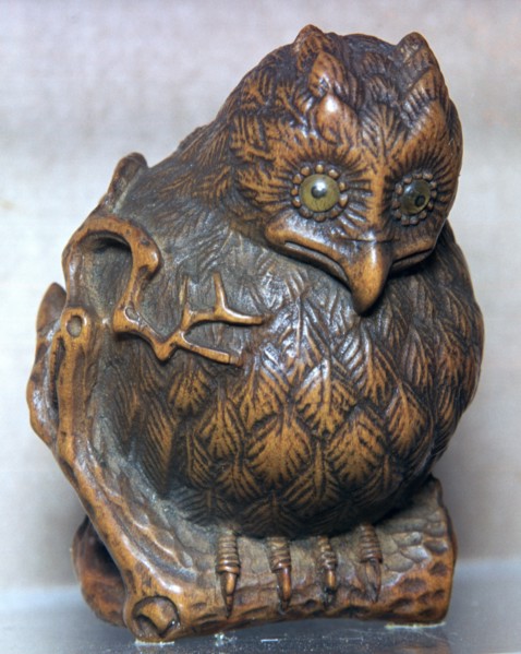 Japanese Netsuke of an owl. Artist: Unknown