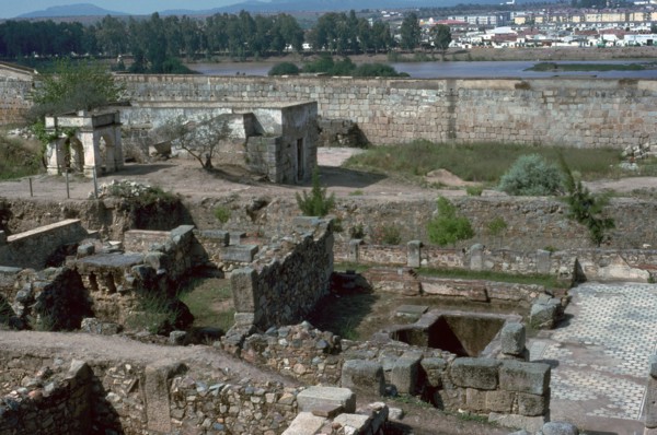 The Alcazaba and River Guardiana in Merida. Artist: Unknown