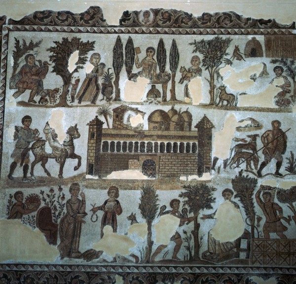 Roman mosaic of a villa, 4th century. Artist: Unknown