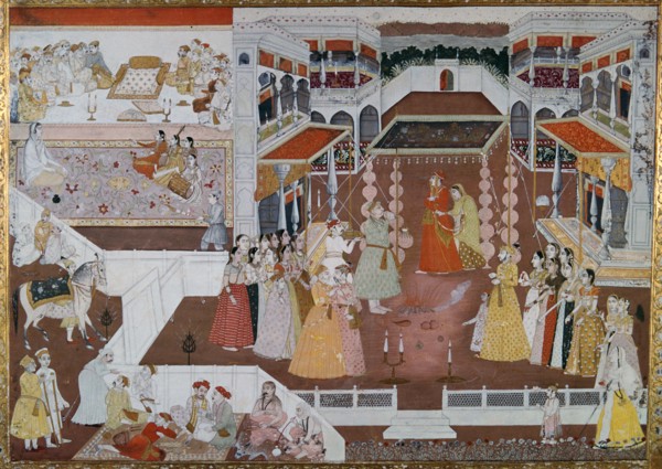 An Indian marriage painting from Lucknow, 18th century. Artist: Unknown