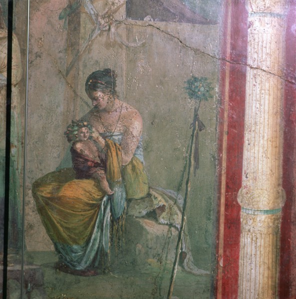 Roman wall-painting of Leucothea and the infant Dionysus, 1st century. Artist: Unknown