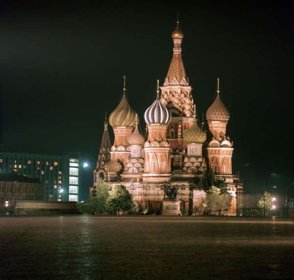 St Basil's Cathedral at night. Artist: Unknown