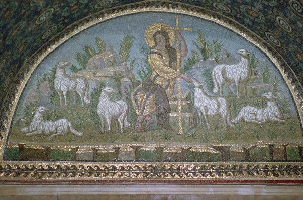 Mosaic of Christ the Good Shepherd, 5th century BC.. Artist: Unknown