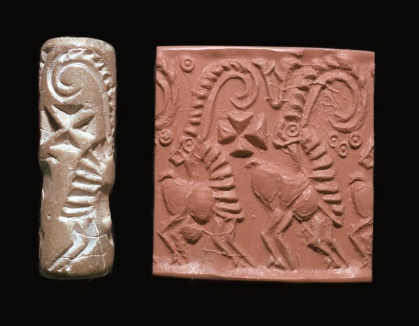 Early Sumerian cylinder-seal and impression. Artist: Unknown