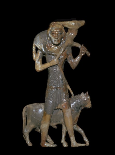 Phoenician bronze of a man with animals for sacrifice, 8th century BC. Artist: Unknown
