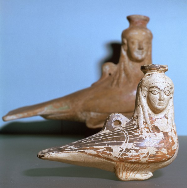 Greek terracotta in the shape of a siren, c570BC. Artist: Unknown