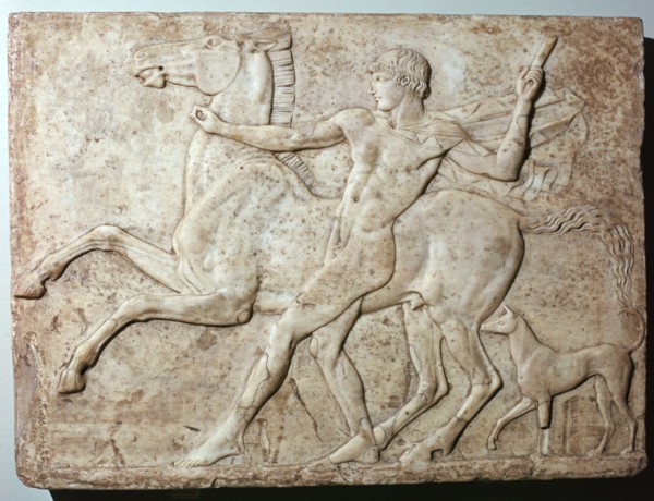 Marble Roman relief of a boy and a horse, Hadrian's villa, 1st century. Artist: Unknown
