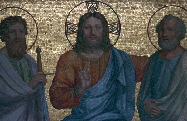 Early Christian mosaic of Christ with the Saints Paul and Peter, 1st century. Artist: Unknown