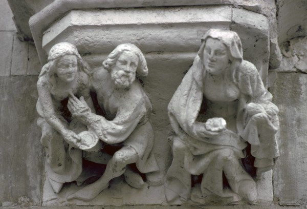 Stone carving on the side of a house in Bruges. Artist: Unknown