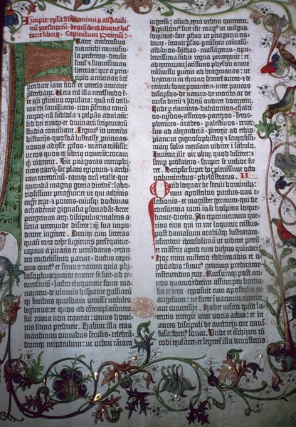 A page from the Gutenberg Bible, 15th century. Artist: Johannes Gutenberg