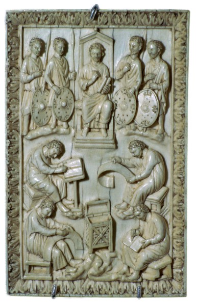 Ivory plaque of a reliquary from the treasure of St Denis, 10th century. Artist: Unknown