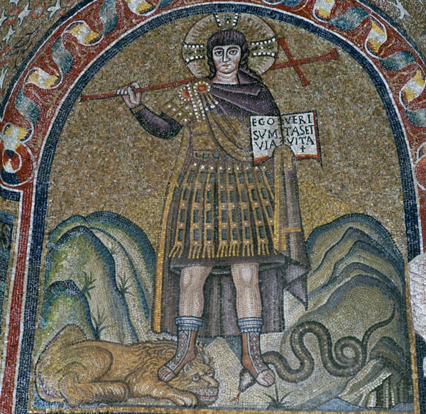 A mosaic of Christ dressed as a soldier, 6th century. Artist: Unknown