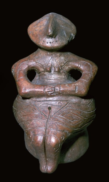 Baked clay sitting figure, 4th millenium BC. Artist: Unknown