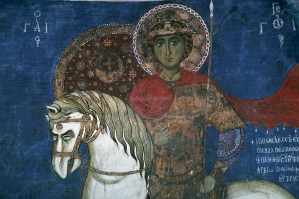 Wall painting of St George, 14th century. Artist: Unknown