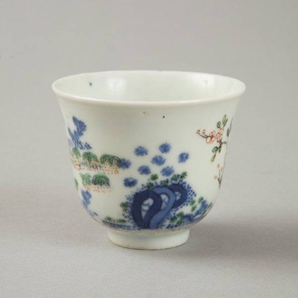 Underglaze blue month cup with polychrome enamelled decoration, second half of 19th century. Artist: Unknown.