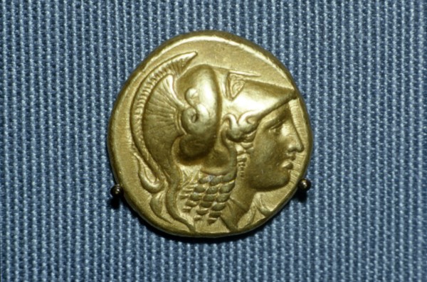 Greek Coin, Head of Athena on a gold stater of Alexander the Great, 336-323 BC. Artist: Unknown.