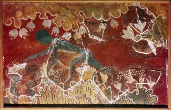The Saffron-Gatherer Fresco from Minoan Royal Palace, Knossos, Crete. c15th century BC. Artist: Unknown.