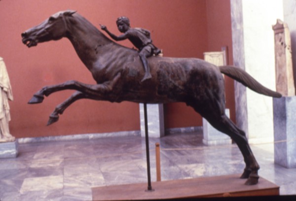 Greek Bronze Horse and Jockey, from Artemision, life-size. 2 Cent BC. At National Archaelogical Muse Artist: Unknown.
