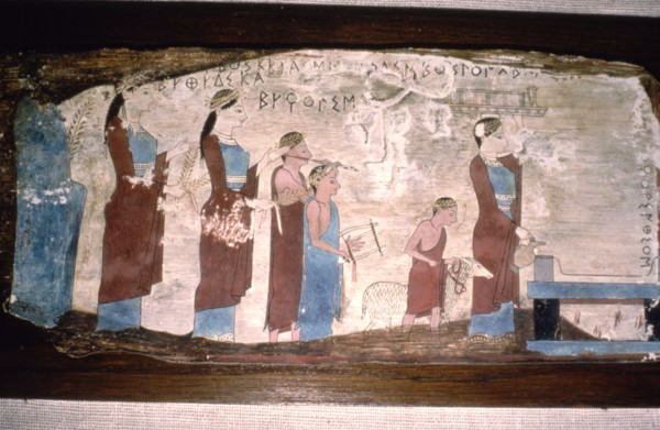 Greek Musicians at a Sacrifice, Painted on wood, c520BC-c500 BC. Artist: Unknown.