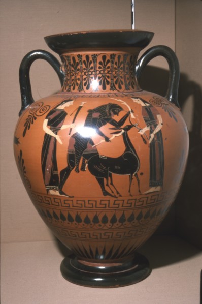 Herakles and the Hind of Ceryneia, Attic Amphora Vase,  c540BC.  Artist: Unknown.