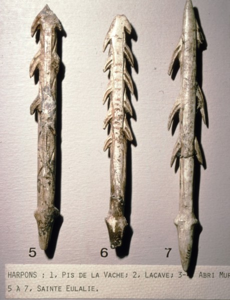 Bone Harpoons for fishing, Dordogne region, France, Paleolithic Period, (c20th century). Artist: Unknown.