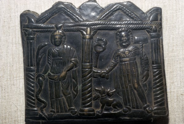 Bronze plaque of Celtic Goddess Epona, and a warrior God, Hungary, 1st-3rd Century Artist: Unknown.