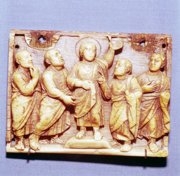The Incredulity of Thomas, Ivory Panel, Byzantine Casket, 5th century. Artist: Unknown.