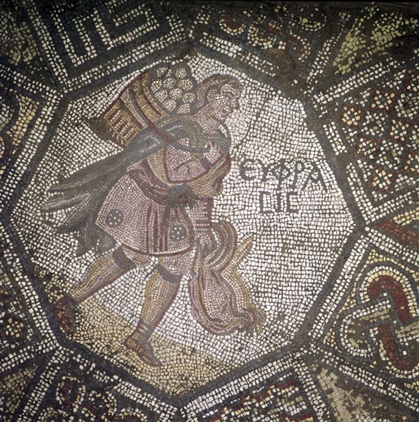 Detail of Byzantine Floor Mosaic at Great Palace, Istanbul, Reign of Justin, 565-575. Artist: Unknown.
