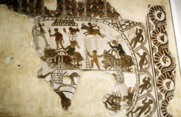 Roman mosaic, Chariot race, c2nd-3rd century. Artist: Unknown.