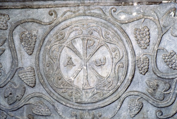 Chi-Rho symbol from Coptic sarcophagus, 7th century. Artist: Unknown.