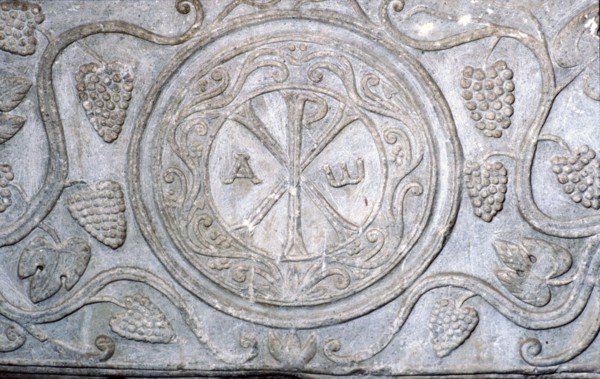 Chi-Rho symbol from Coptic sarcophagus, 7th century. Artist: Unknown.
