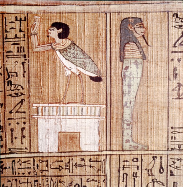 Soul-bird & Mummy, Book of the Dead, Egyptian Papyrus of Ani, Thebes, c1250BC. Artist: Unknown.