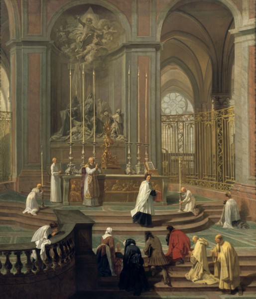 'Mass said by the canon de la Porte, or the main altar of Notre Dame, Paris', 1708-1710. Artist: Unknown