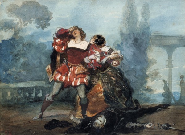 Illustration for the play Whims of Marianne, 1851. Artist: Eugene Louis Lami