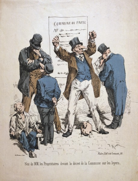 Caricature of the proprietors, Paris Commune, 1871.  Artist: Anon