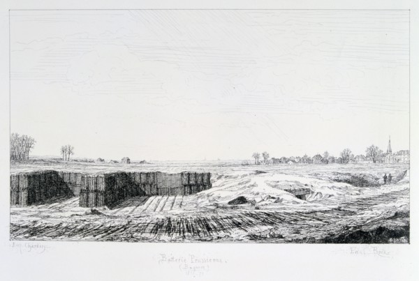 Prussian battery, Siege of Paris, 1870-1871. Artist: Paul Roux