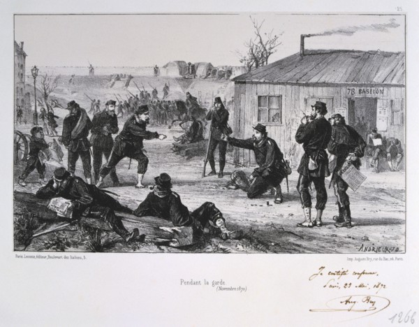 'Pendant la garde', Siege of Paris, Franco-Prussian War, November 1870 (1872). Artist: Auguste Bry