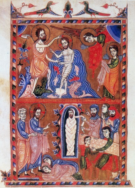 'Baptism of Jesus and the Raising of Lazarus', 1336. Artist: Sargis Pidsak