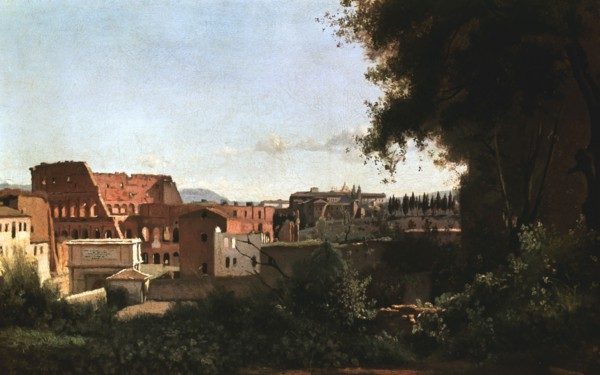 'The Colosseum: View from the Farnese Gardens', Rome, 1826. Artist: Jean-Baptiste-Camille Corot