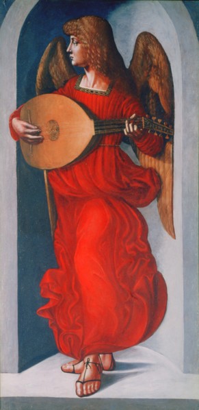'An Angel in Red with a Lute', 1490-1499. Artist: Leonardo da Vinci