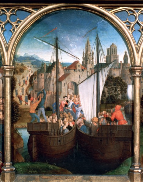 'St Ursula Shrine, Arrival in Basle', 1489. Artist: Hans Memling