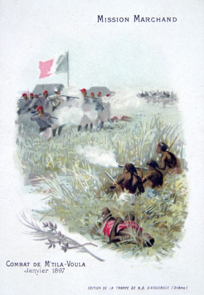 The Marchand expedition: fighting at M'tila Voula, January 1897. Artist: Unknown