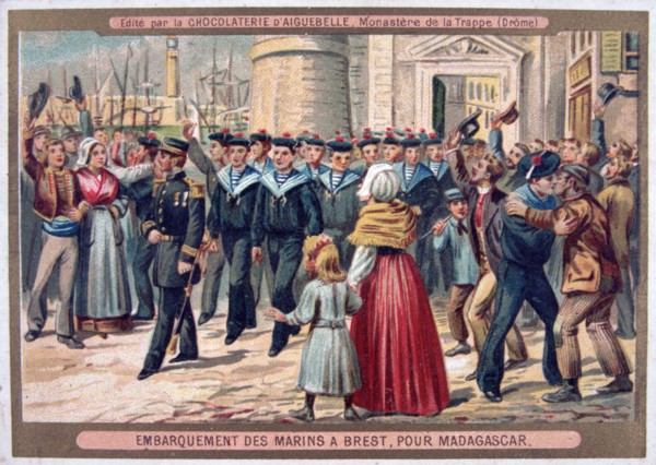 'Embarkation of the Marines at Brest for Madagascar', 1883. Artist: Unknown