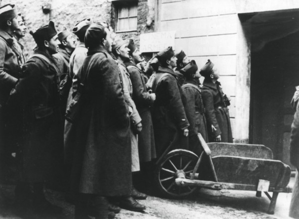 French soldiers at an army cinema, France, 1940. Artist: Unknown