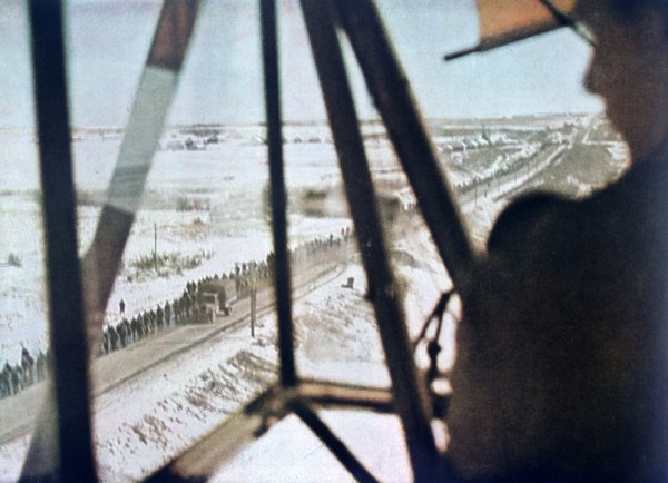 Soviet prisoners marching along a road, Russia, 1942. Artist: Unknown