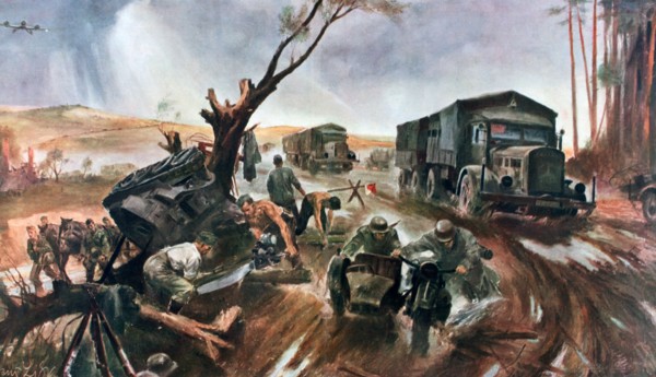 'Road to the Front', superior German organization, 1941. Artist: Unknown