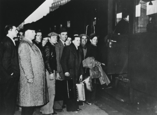 French conscript labour departing for Germany for service in the STO, Paris, 1943-1944. Artist: Unknown