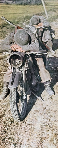 Exhausted German soldiers, France, 1940. Artist: Unknown