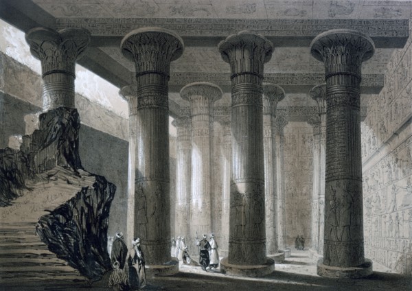 'Temple at Esneh, Egypt', 19th century. Artist: JH Allan